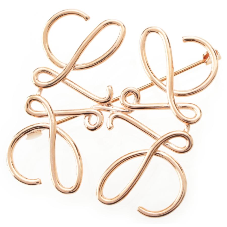 ロエベ PG アナグラム ブローチ アクセサリー ピンクゴールド【中古】