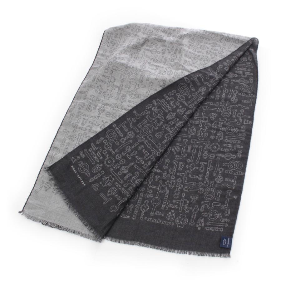 エルメス 23AW カシミヤ シルク 馬具柄 大判 ストール グレー【中古】_1