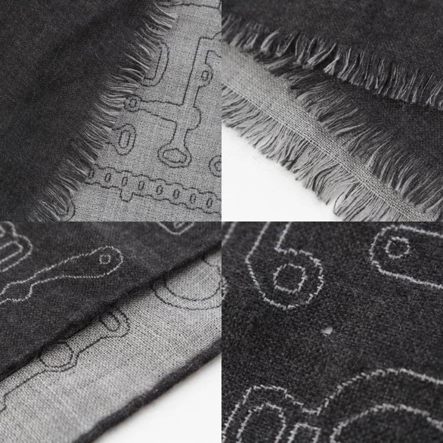 エルメス 23AW カシミヤ シルク 馬具柄 大判 ストール グレー【中古】_7