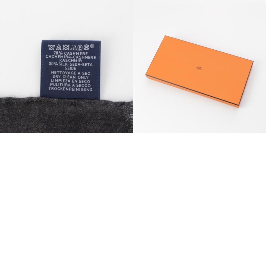 エルメス 23AW カシミヤ シルク 馬具柄 大判 ストール グレー【中古】_9