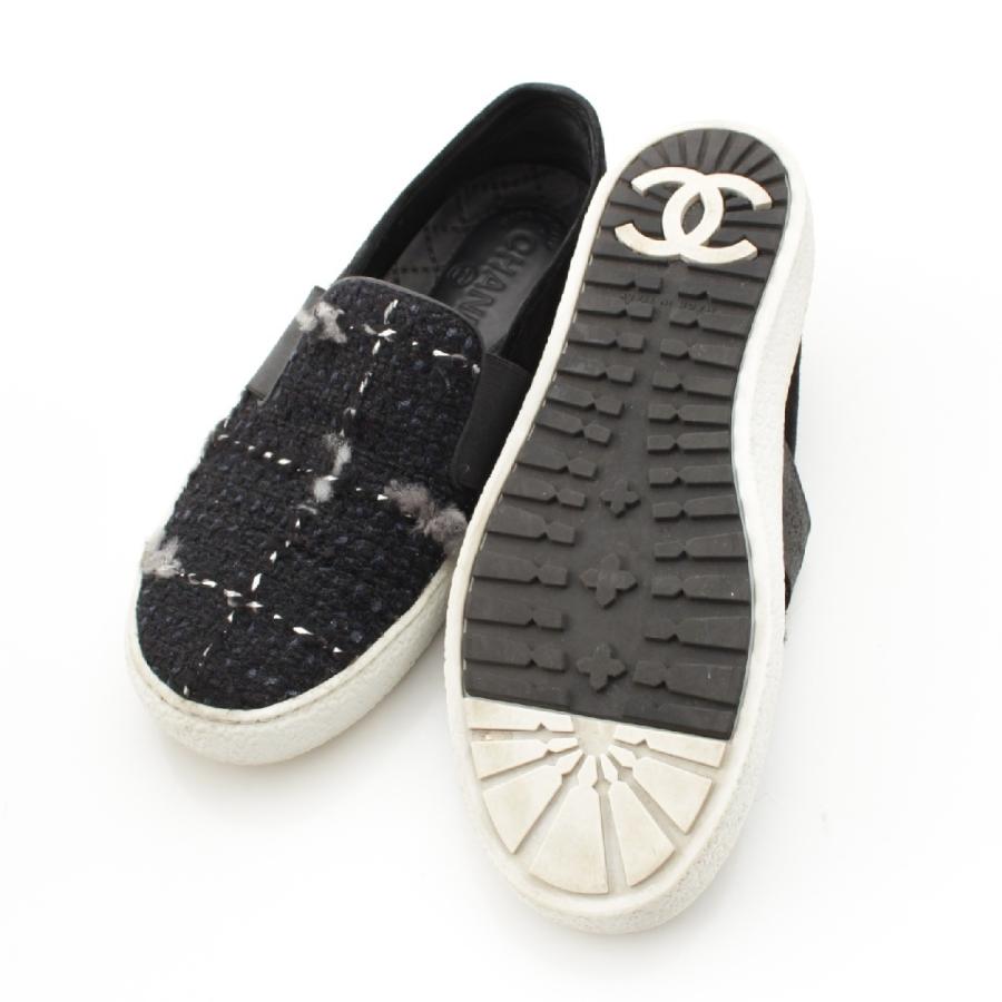CHANEL（シャネル） ツイード スリッポン G31713 ブラック 37【中古 