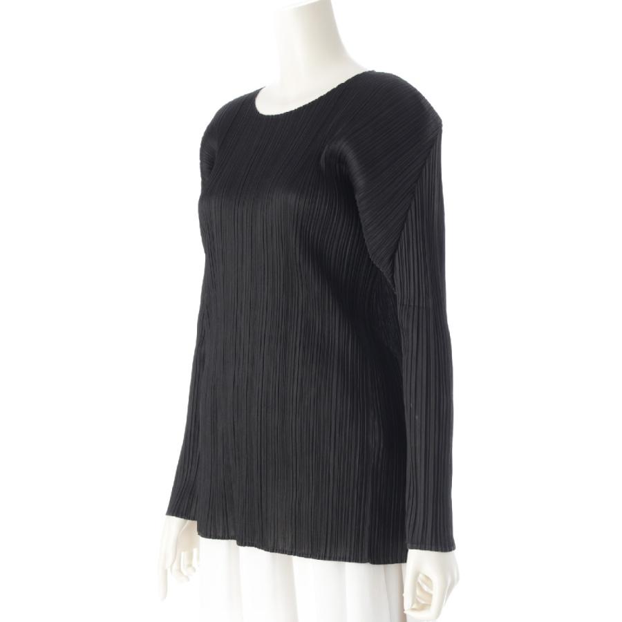 ✨美品✨プリーツプリーズ 長袖カットソー PP04-JK602 XLサイズ 黒 プリーツプリーズ イッセイミヤケ ポリエステル 長袖 クルーネック