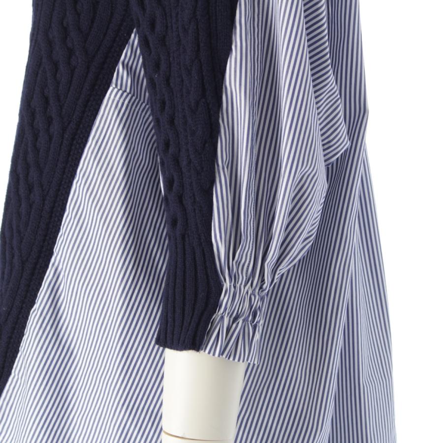 sacai（サカイ） ケーブルニット ストライプ ドッキング セーター SCW 