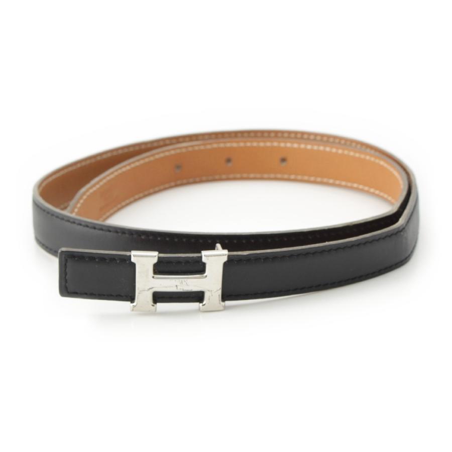 HERMES エルメス レザー コンスタンス H金具 ベルト ブラック 70【中古 