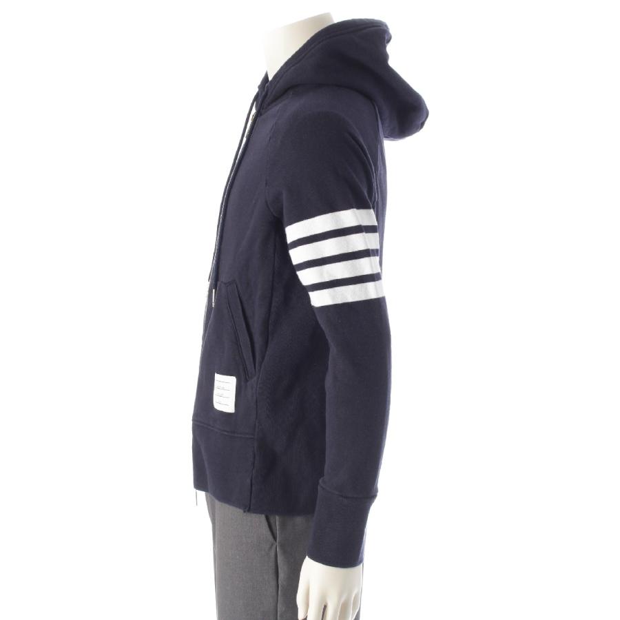 THOM BROWNE（トム ブラウン） 4bar コットン ジップアップ フード