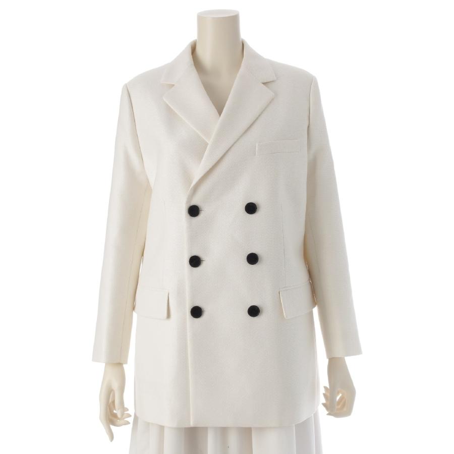 Dior - ディオール 25SS ウール×シルク ダブルブレスト テーラードジャケット 521V54A1578 アイボリー オフホワイト 36【中古】 ディオール 25SS ウール×シルク ダブルブレスト テーラードジャケット