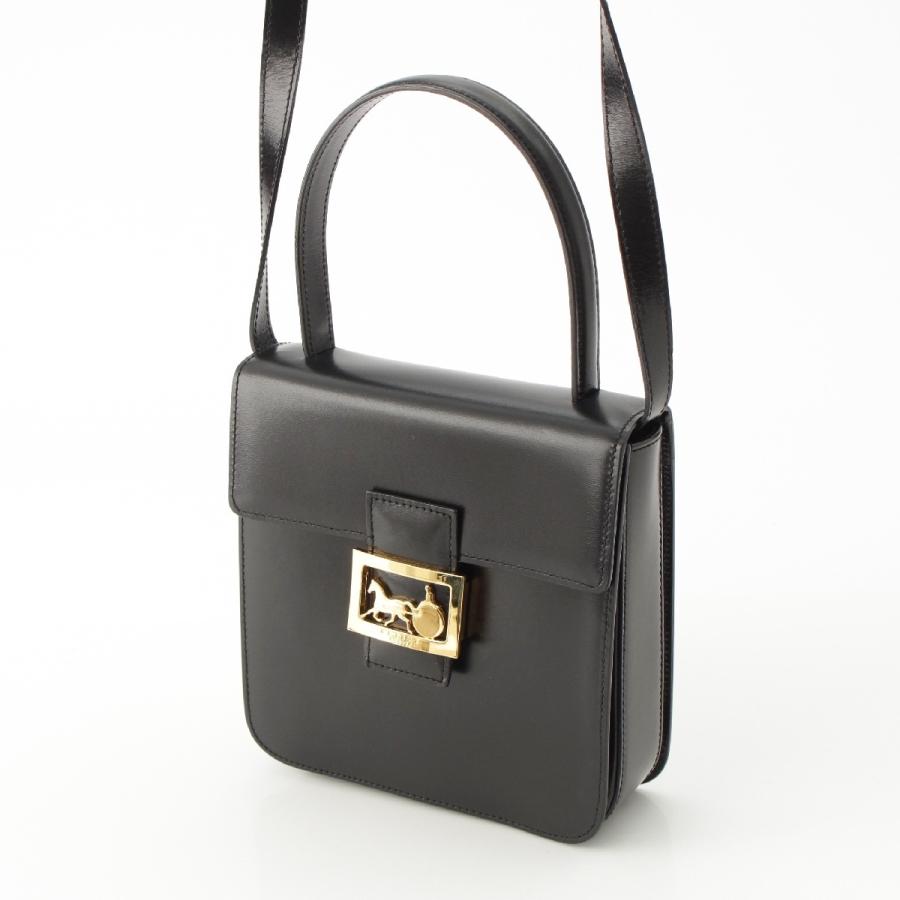 美品✨セリーヌ クロコ型押し 馬車金具 2way ショルダーバッグ ブラック CELINE - CELINE セリーヌ 馬車金具 クロコ 型押し チェーン