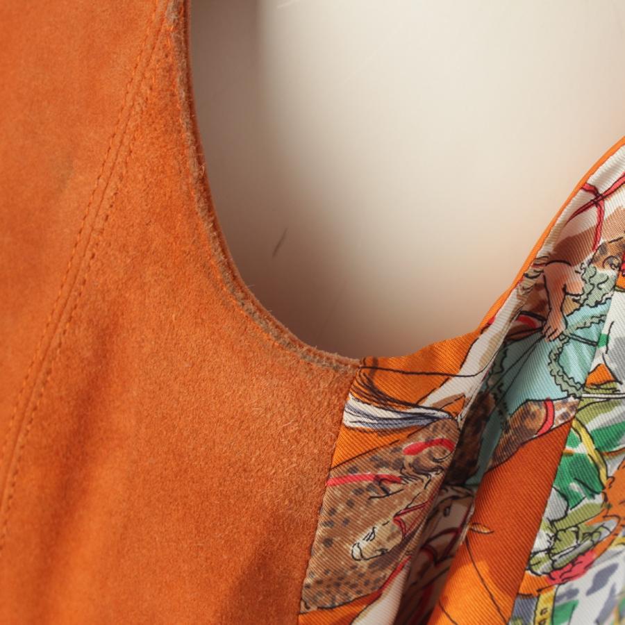 HERMES ジレ 38 HERMES エルメス スエード シルク ジレ ベスト ブラウン オレンジ 38