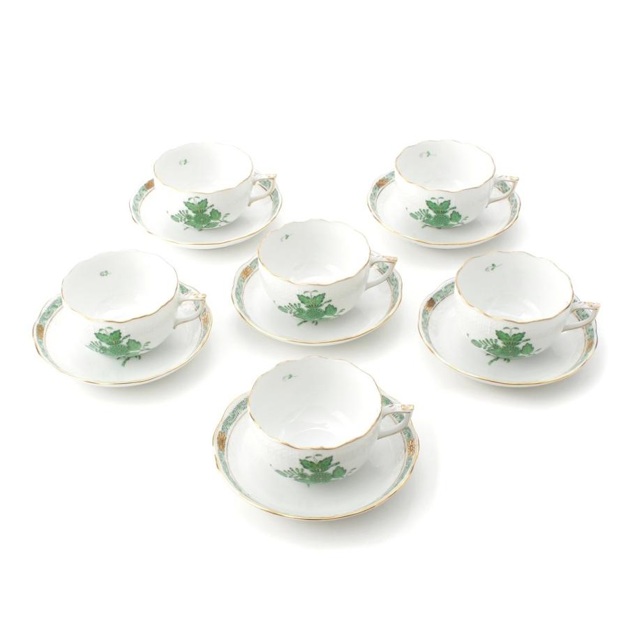 ヘレンド（HEREND） 陶器 アポニーグリーン 6客セット 食器 ホワイト