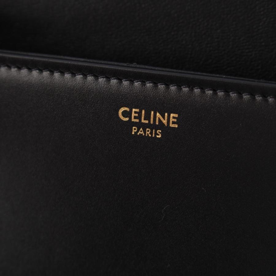 セリーヌ マイヨン トリオンフ ミディアム レザー ショルダーバッグ ブラック【中古】 CELINE（セリーヌ） マイヨン トリオンフ ミディアム レザー