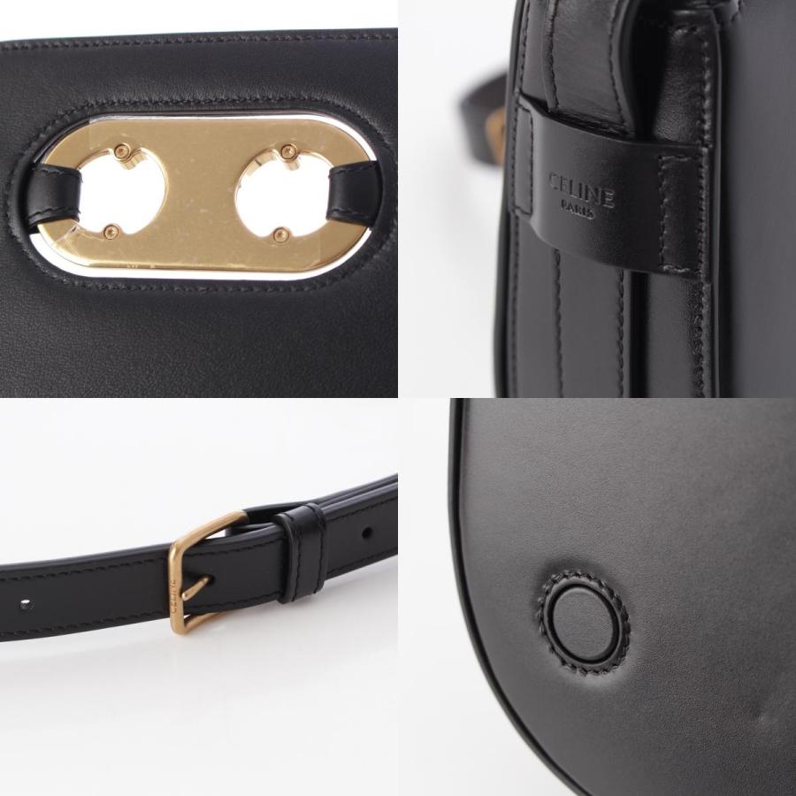 セリーヌ マイヨン トリオンフ ミディアム レザー ショルダーバッグ ブラック【中古】 CELINE（セリーヌ） マイヨン トリオンフ ミディアム レザー