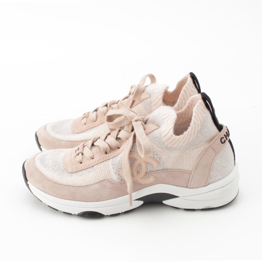 希少✨シャネル ソックススニーカー ココマーク ニット シルバー 36 23cm CHANEL（シャネル） 23B ココマーク ニット ソックス スニーカー