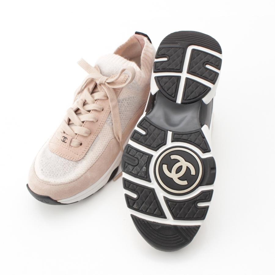 希少✨シャネル ソックススニーカー ココマーク ニット シルバー 36 23cm CHANEL（シャネル） 23B ココマーク ニット ソックス スニーカー