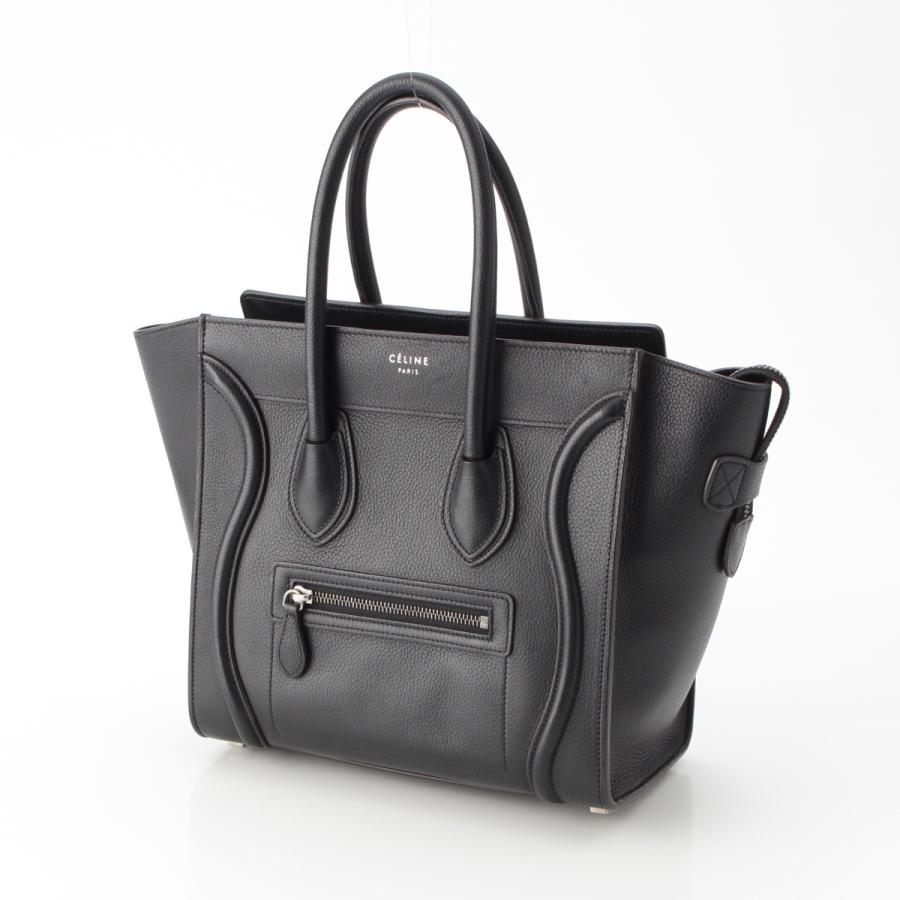 セリーヌ ラゲージ マイクロショッパー レザー ハンドバッグ ブラック  