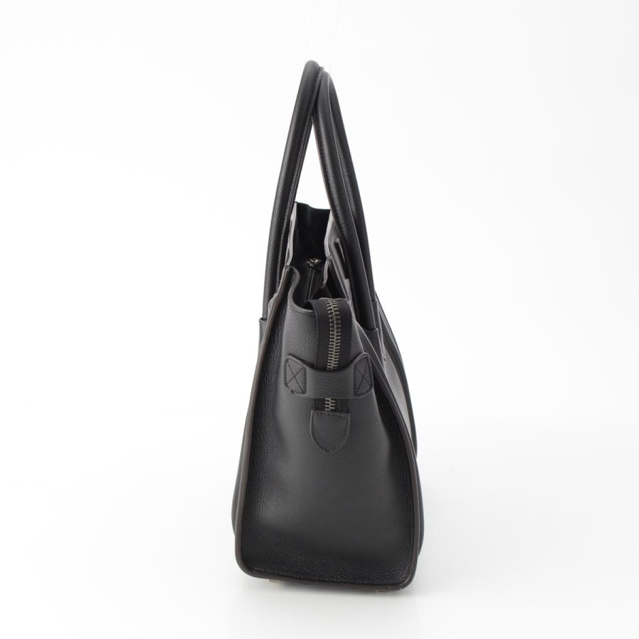 セリーヌ ラゲージ マイクロショッパー レザー ハンドバッグ ブラック  