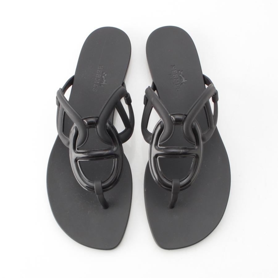 HERMES エルメス シェーヌダンクル サンダル アイランド 37ブラック 黒 HERMES エルメス シェーヌダンクル サンダル アイランド 37ブラック 黒