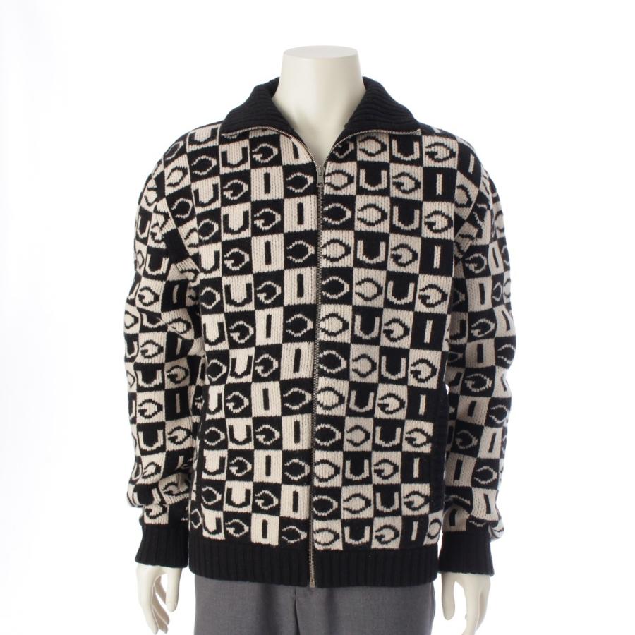 GUCCI（グッチ） ウール ロゴジャガード ジップアップ ニット 
