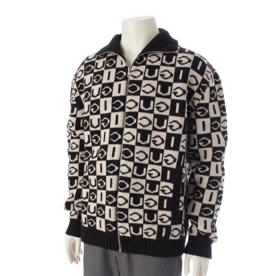 GUCCI（グッチ） ウール ロゴジャガード ジップアップ ニット 