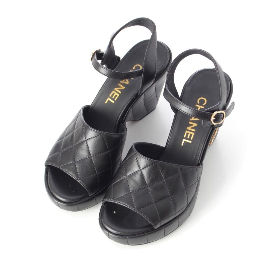 CHANEL（シャネル） レザー マトラッセ ビジューココマーク サンダル