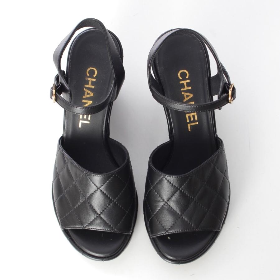 CHANEL（シャネル） レザー マトラッセ ビジューココマーク サンダル