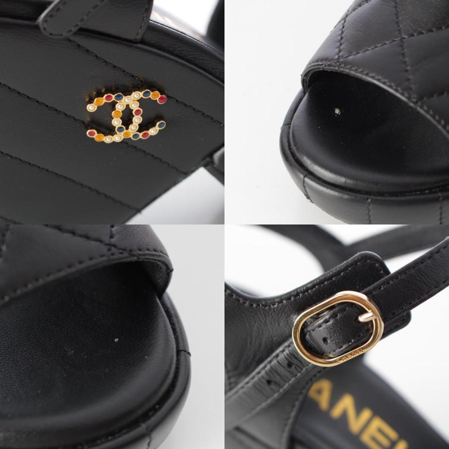 CHANEL（シャネル） レザー マトラッセ ビジューココマーク サンダル