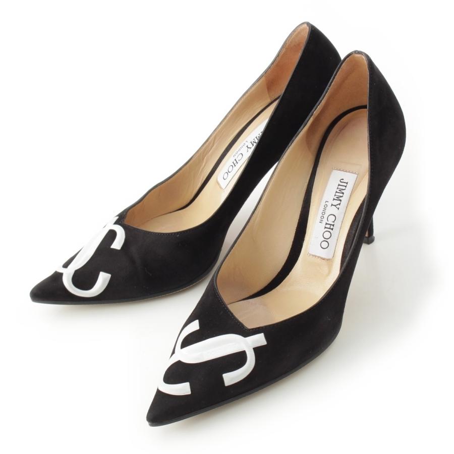 JIMMY CHOO パンプス LOVE85 JCロゴ 36.5 スエード 黒 JIMMY CHOO（ジミーチュウ） LOVE 85 スエード JC ロゴ ポインテッド