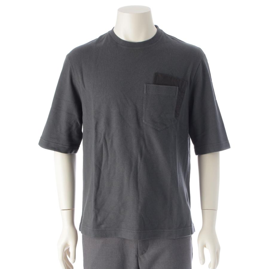 HERMES（エルメス） 25SS カシミヤ コットン 羊革 レザーポケット 半袖 