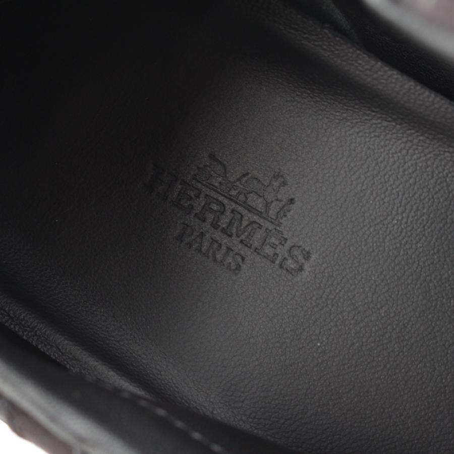 HERMES スニーカー ブラック レザー スエード HERMES（エルメス） レザー スエード ジェット Hモチーフ スニーカー