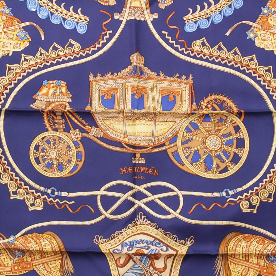 HERMES（エルメス） カレ90 PAPEROLES パプロール 馬車と貴族 シルク