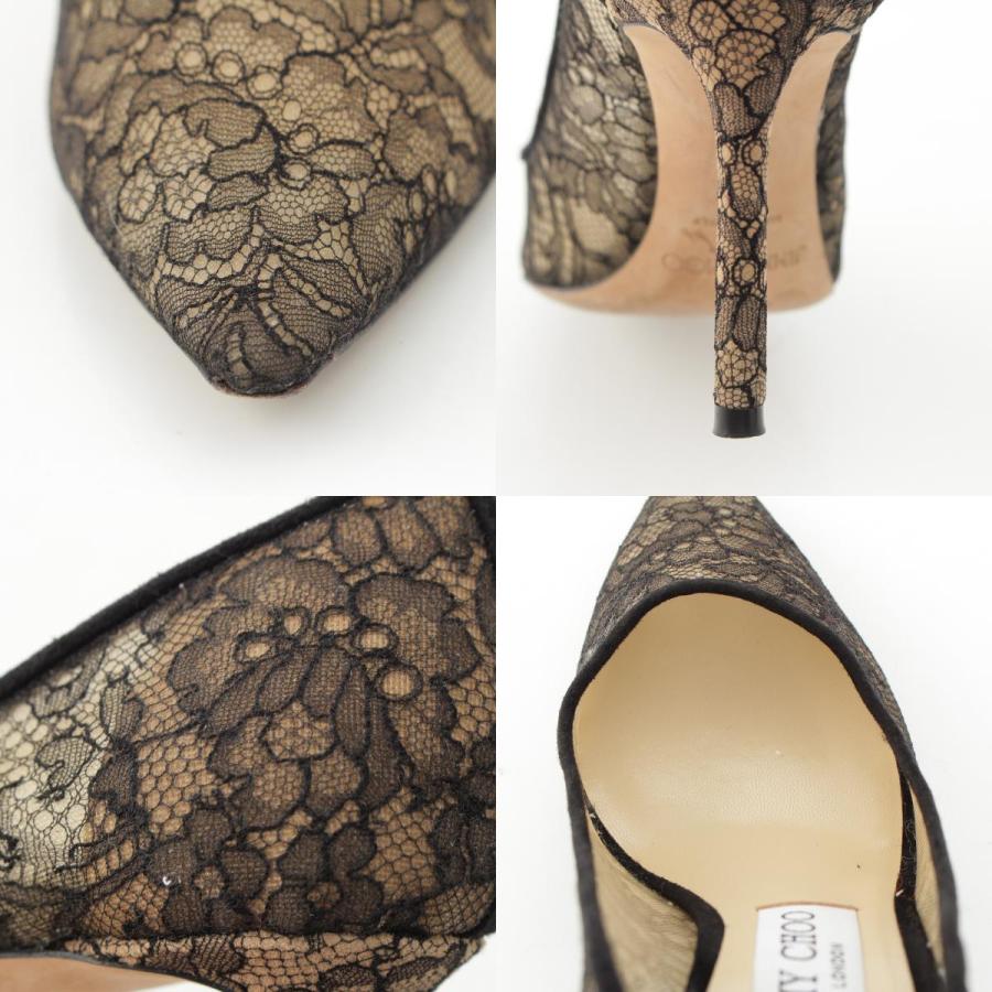 JIMMY CHOO レースパンプス　37 中古美品　ヒール JIMMY CHOO（ジミーチュウ） レース ヒール パンプス ブラック 36