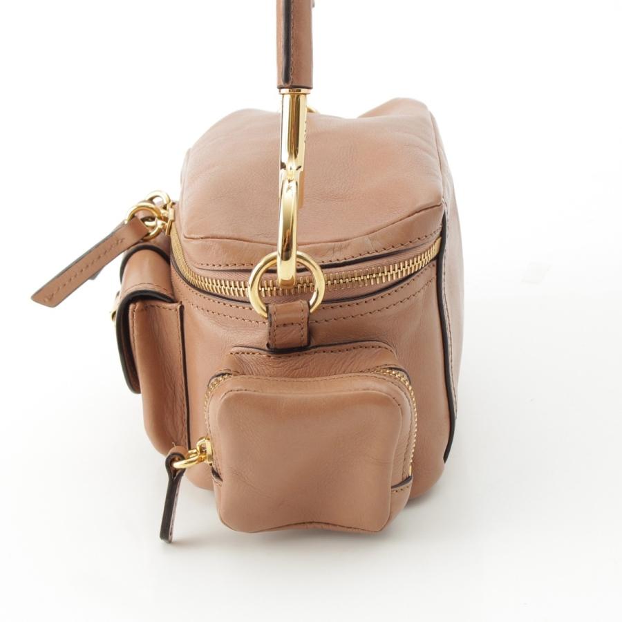 クロエ シャイニーレザー スモール Camera Bag 2way カメラ ハンドバッグ ブラウン【中古】