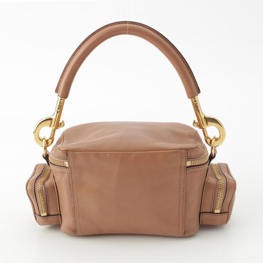 クロエ シャイニーレザー スモール Camera Bag 2way カメラ ハンドバッグ ブラウン【中古】