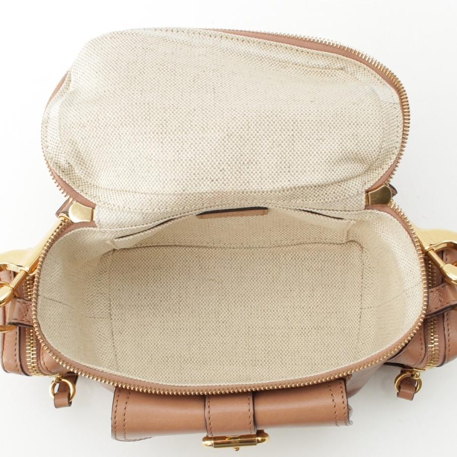 クロエ シャイニーレザー スモール Camera Bag 2way カメラ ハンドバッグ ブラウン【中古】
