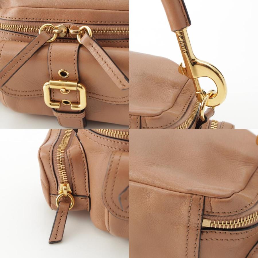 クロエ シャイニーレザー スモール Camera Bag 2way カメラ ハンドバッグ ブラウン【中古】