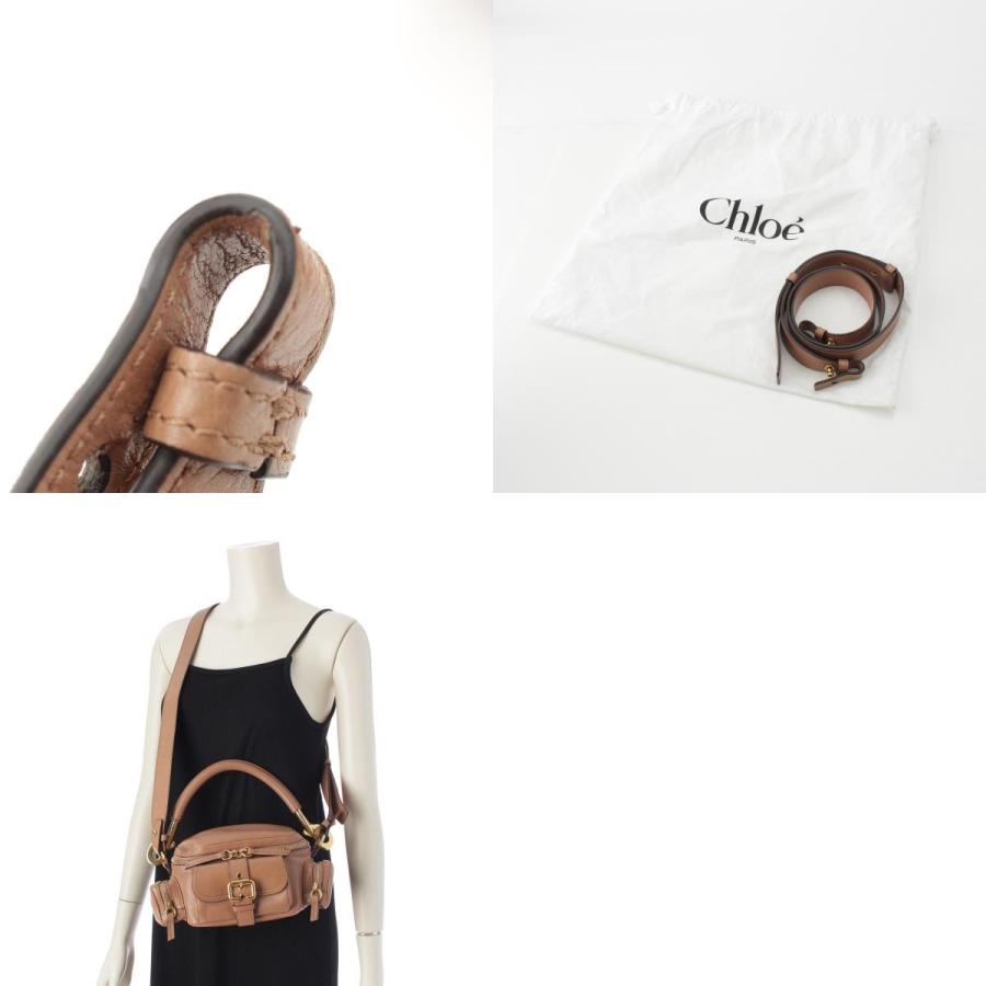 クロエ シャイニーレザー スモール Camera Bag 2way カメラ ハンドバッグ ブラウン【中古】