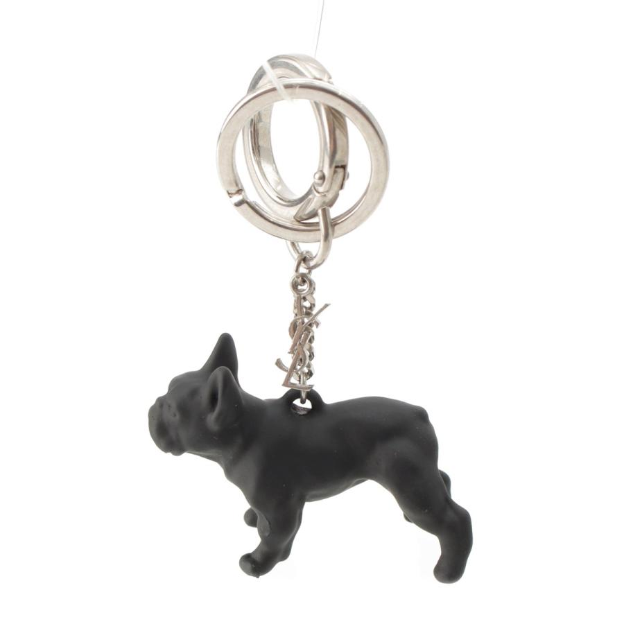 サンローラン ムジーク 犬 キーリング キーホルダー ブラック【中古