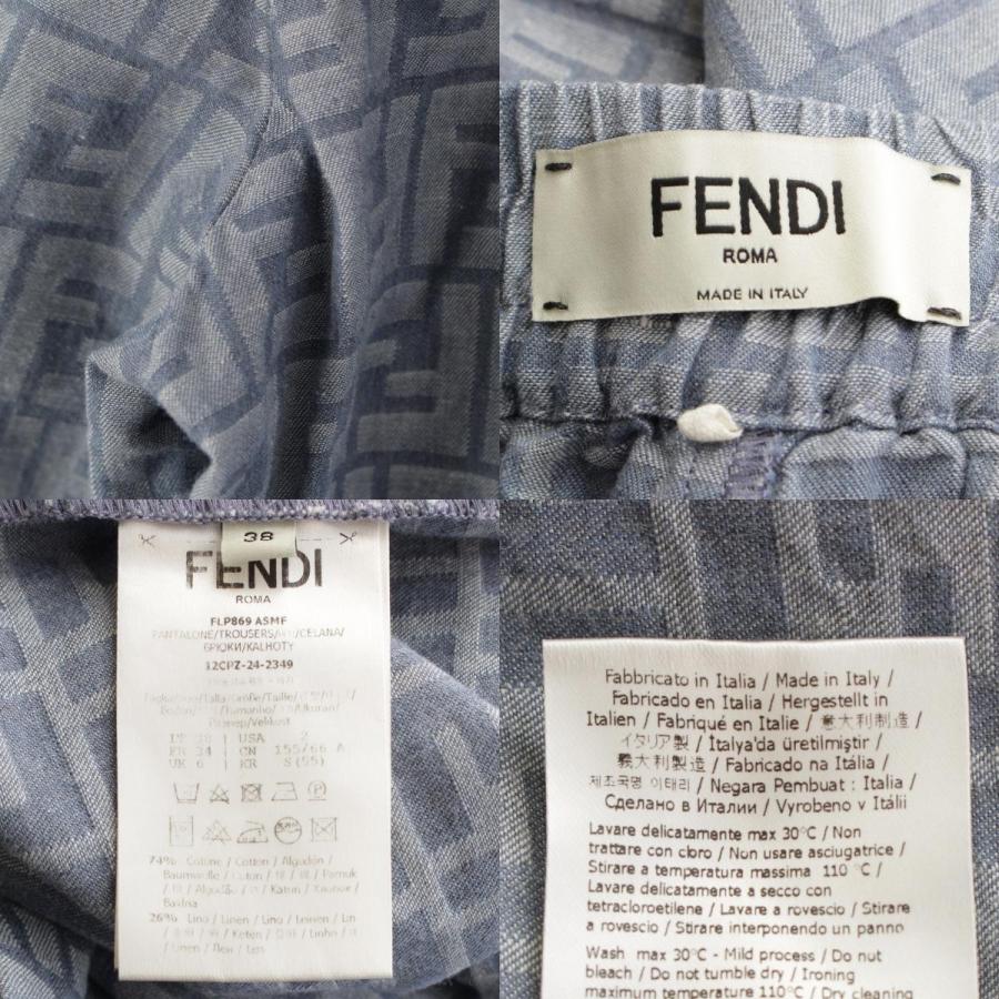 FENDI（フェンディ） 24年 コットンデニム リネン ズッカ柄 パンツ