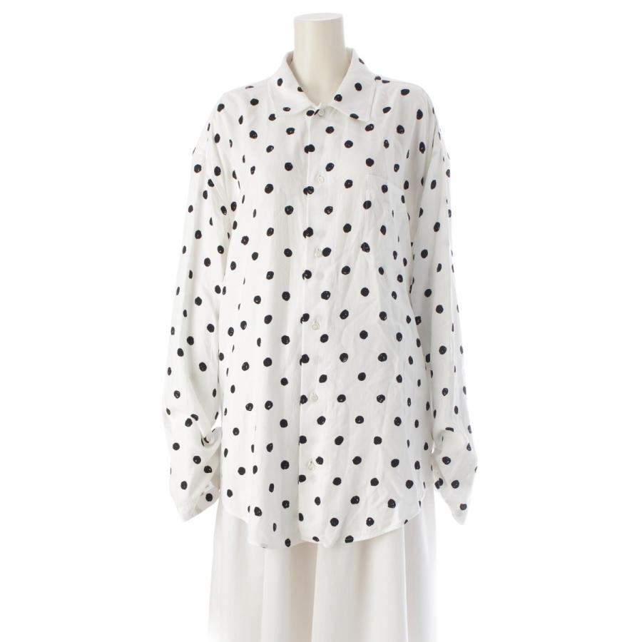 バレンシアガ 23年 ポルカドット プリント シャツ ブラウス トップス 681631 ホワイト 34【中古】 BALENCIAGA（バレンシアガ） 23年 ポルカドット プリント シャツ