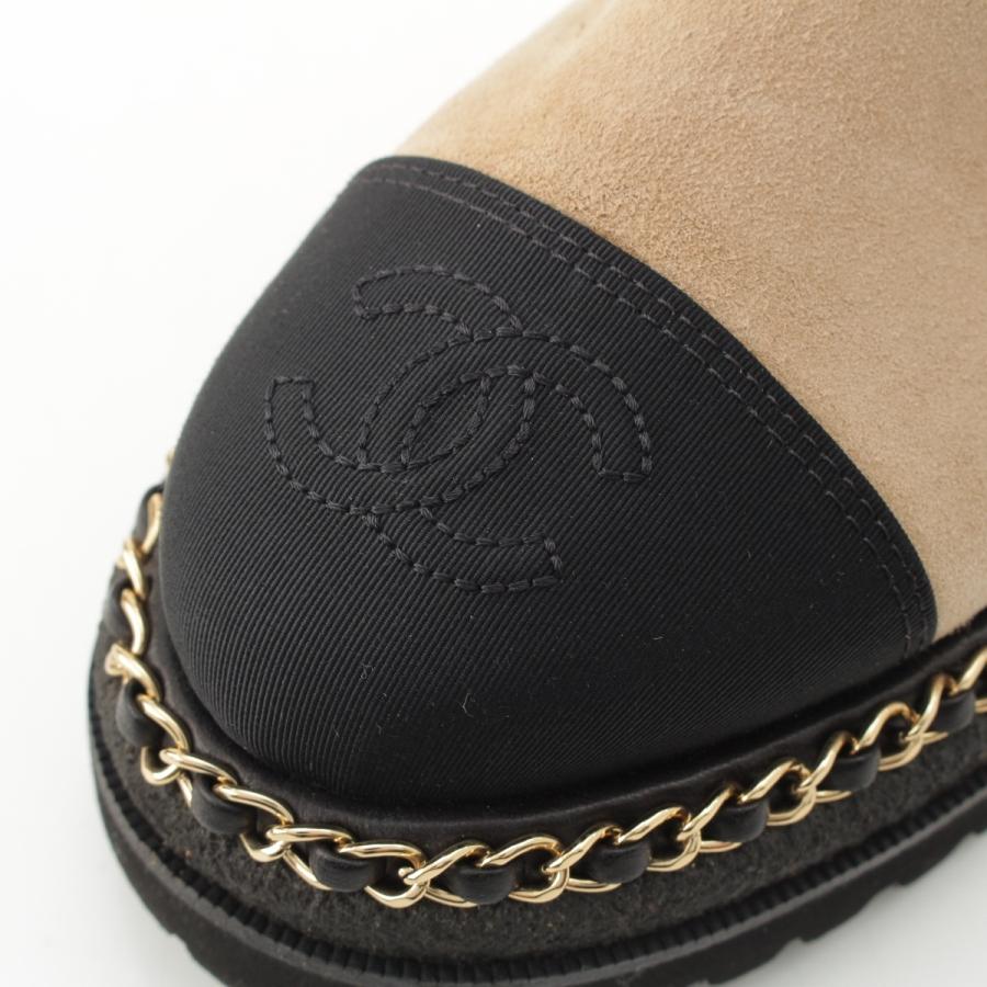 CHANEL スエードアンクルブーツ シャネル CHANEL（シャネル） スエード アンクルブーツ ニット 切替 ココマーク