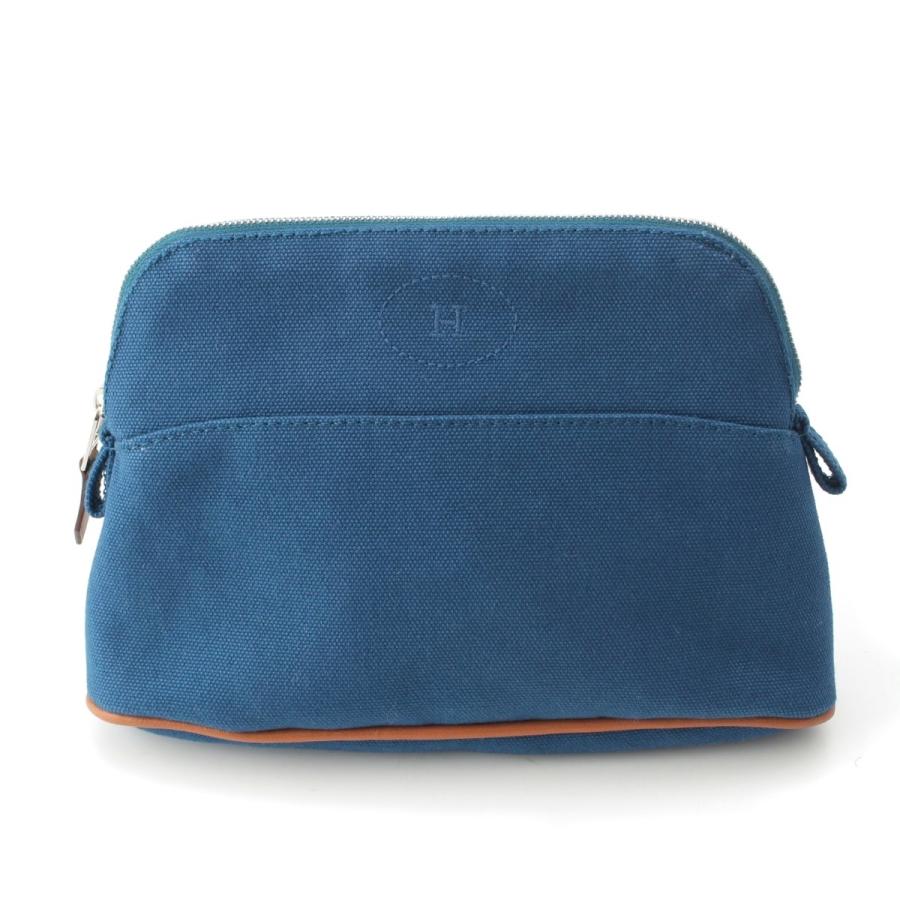 HERMESエルメス☆ボリード ポーチ ミニミニ ブルー キャンバス&ショッパー HERMES（エルメス） ボリード ミニミニ キャンバス ポーチ ブルー