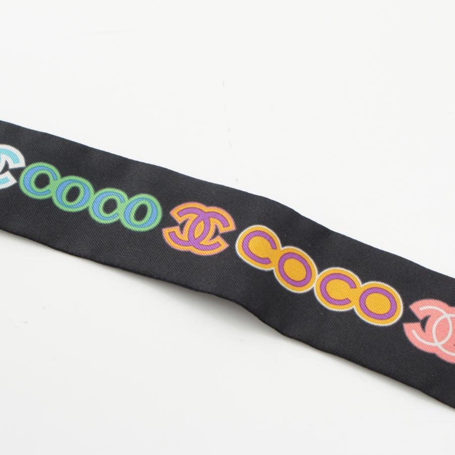 シャネル　ブラックチェーンデザインヘアバンド CHANEL ブラックゴールドチェーンヘアバンド