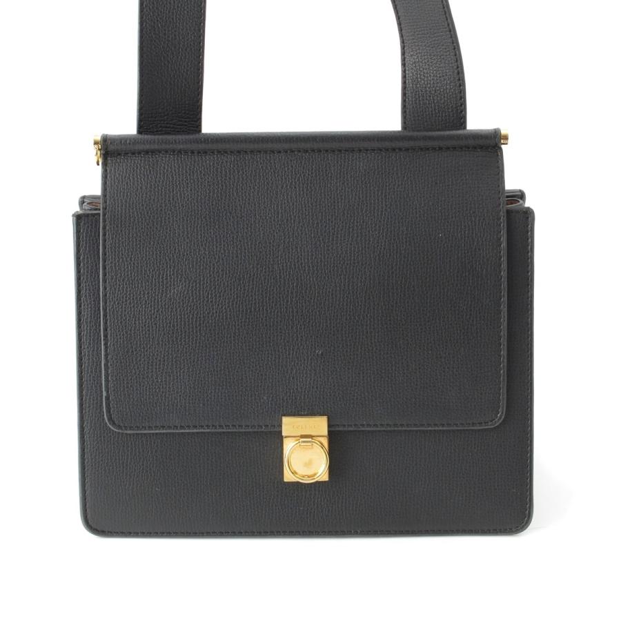 Polene ポレーヌ Num〓ro Sept レザー ロゴ ショルダーバッグ ブラック