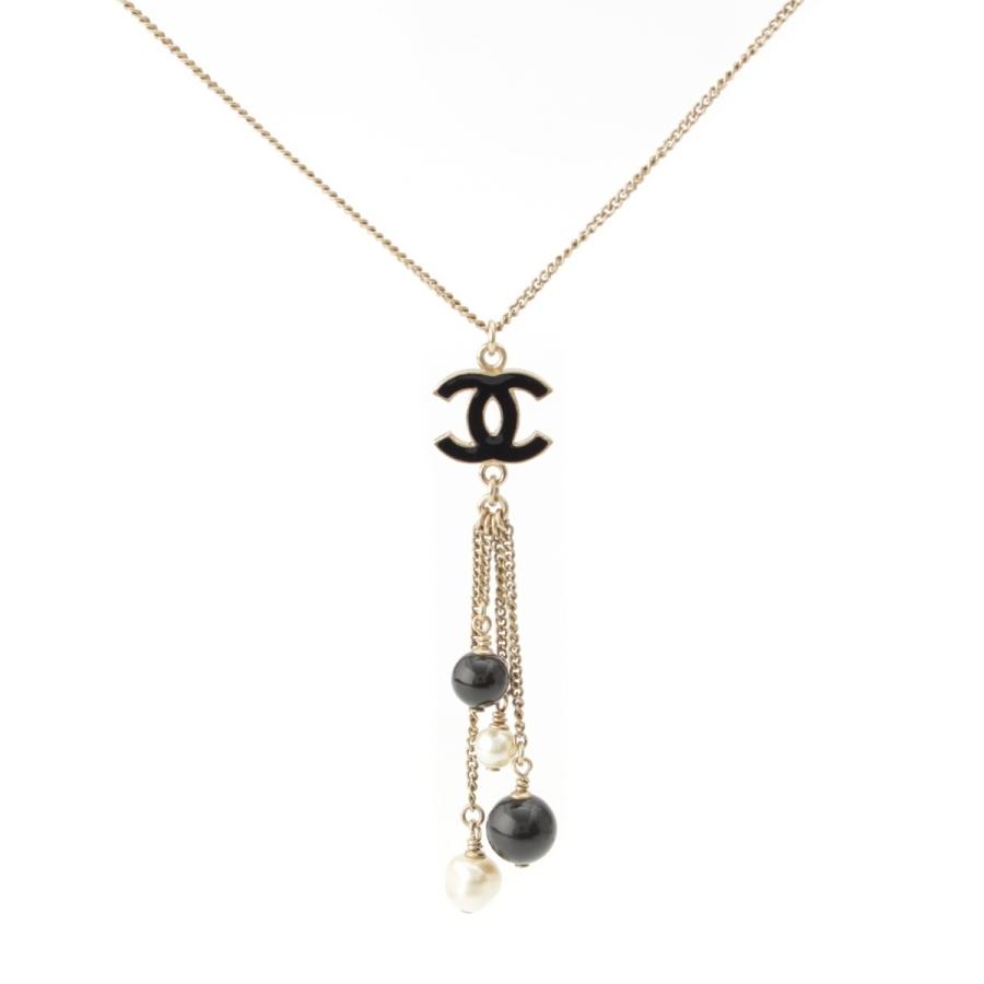 CHANEL (シャネル)ココマークパールモチーフ ブラックネックレス CHANEL（シャネル） GP B12P ココマーク パール ネックレス ブラック