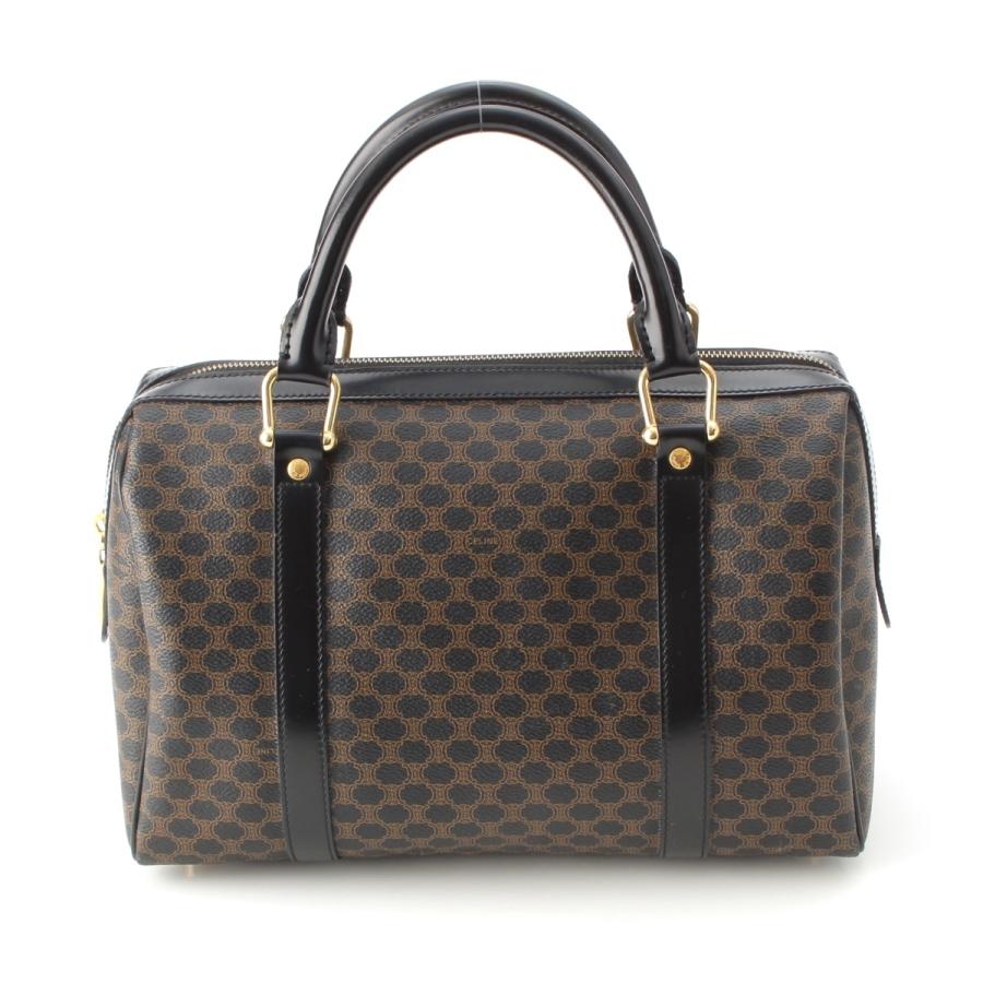 【美品】セリーヌ ブラックマカダム トリオンフ ボストンバッグ PVC CELINE（セリーヌ） PVC 黒マカダム トリオンフ ミニ ボストンバッグ