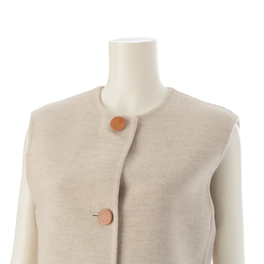 HERMES（エルメス） カシミヤ セリエボタン ロゴボタン ロング ジレ