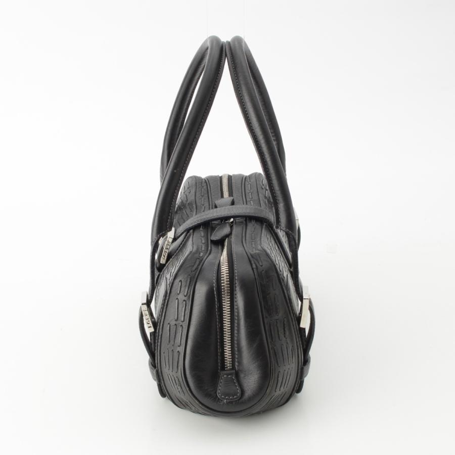 ロエベ LOEWE センダ ハンドバッグ バッグ レザー レディース ブラック系 【中古】 LOEWE（ロエベ） SENDA センダ レザー ロゴ ステッチ ベルト