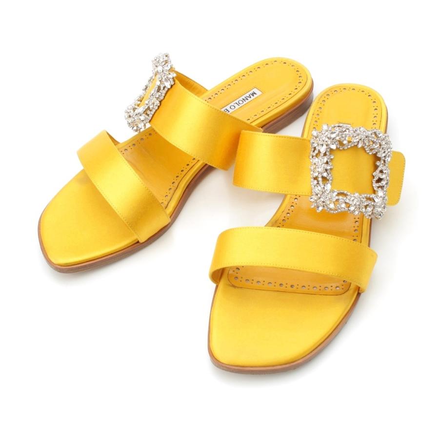 MANOLO BLAHNIK ドゥロワー別注サンダル　size35 MANOLO BLAHNIK（マノロブラニク） TITUBAFLAT JEWEL サテン