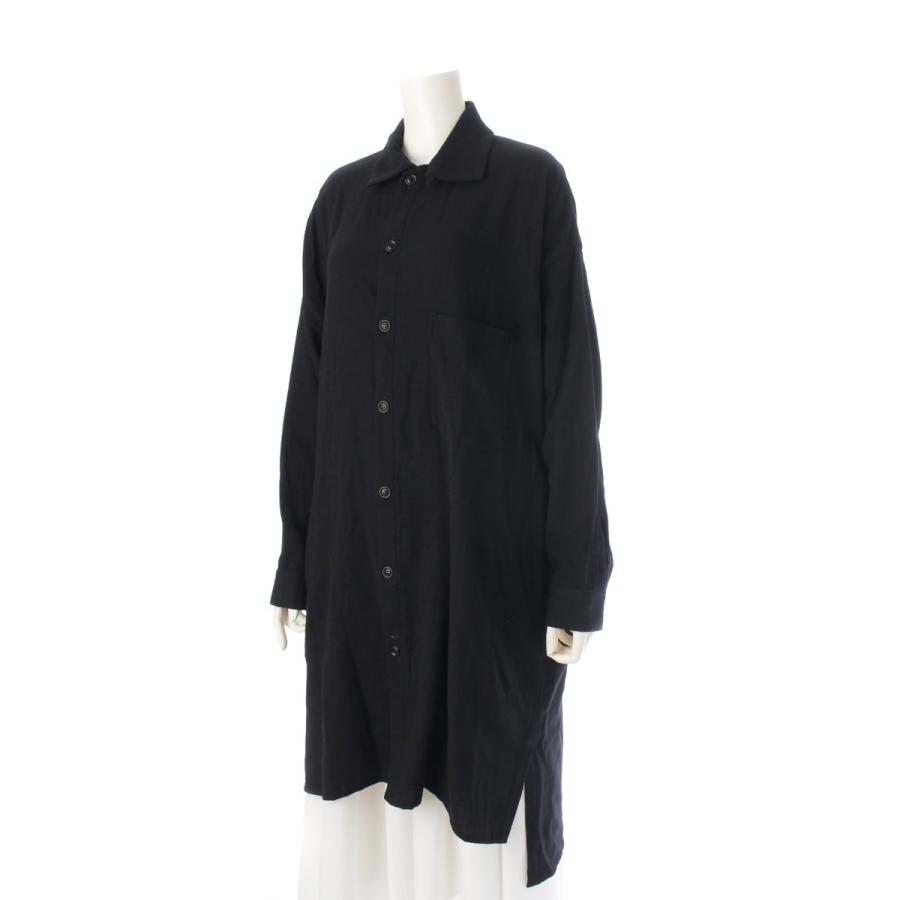 A17605 美品 Y's 20AW ウールギャバジンロングシャツコート 黒系2 Y's（ワイズ） 20AW ウール ロング シャツ コート YR-B06-102 ブラック