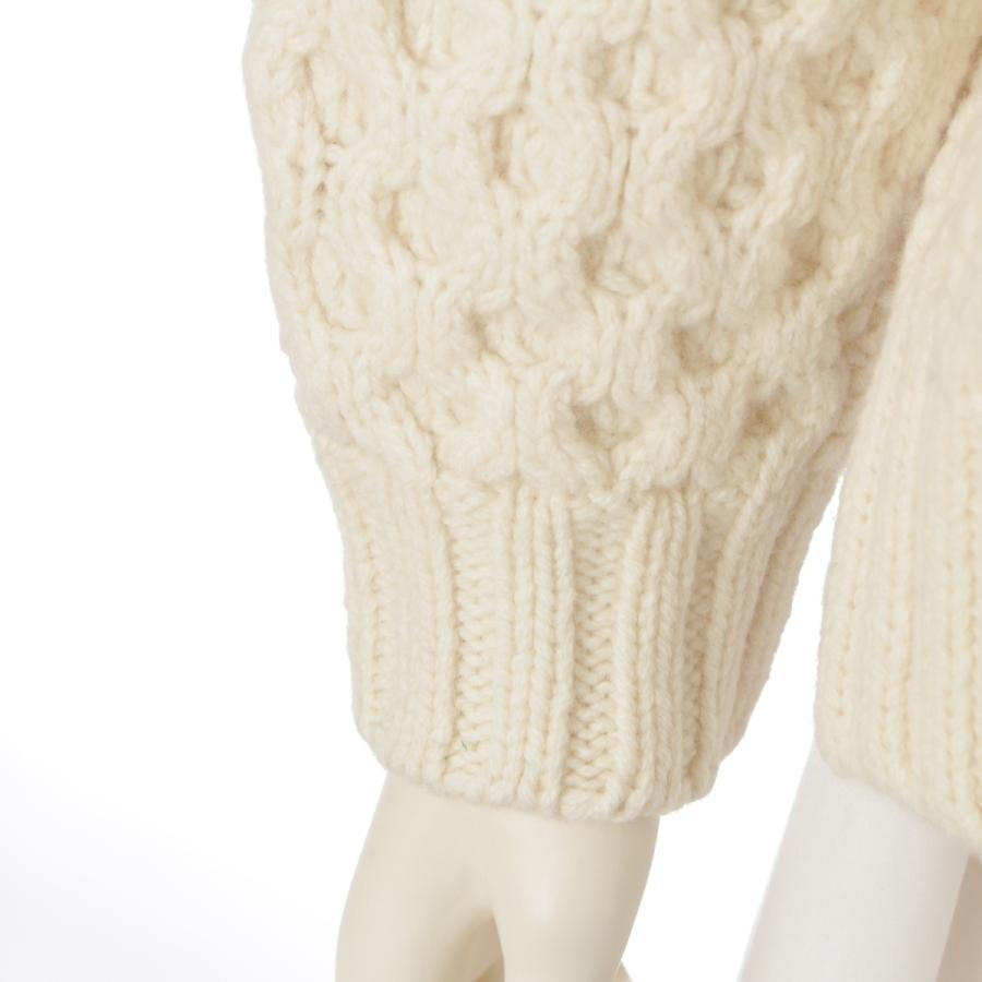 ドゥロワー 23AW ウール カシミヤ FALL1 ケーブル編み ミンク パッチ ニット セーター カーディガン 6515-199-0580 オフホワイト ベージュ ‐【中古】_5
