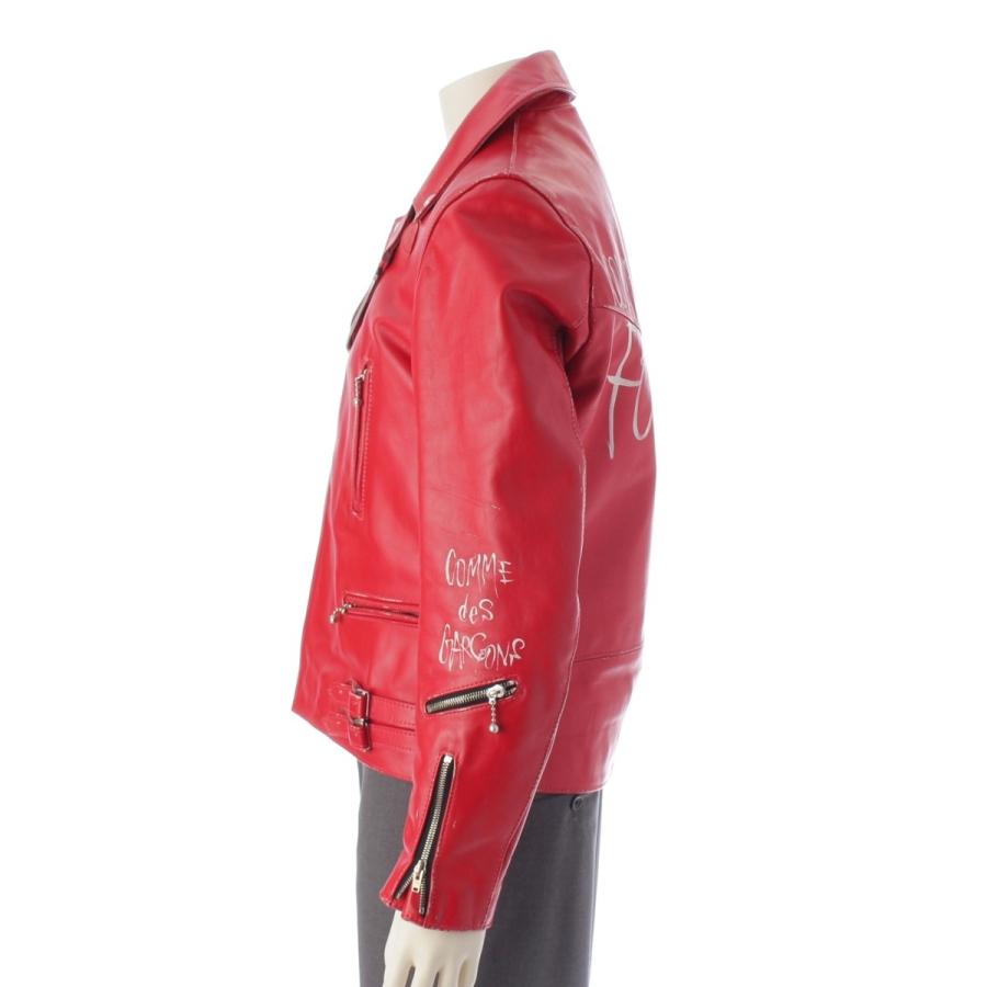 コムデギャルソン ルイスレザー AD2020 ヴィンテージ加工 ペイント ライダースジャケット KZ-J012 レッド 40【中古】 | COMME des GARCONS | 03